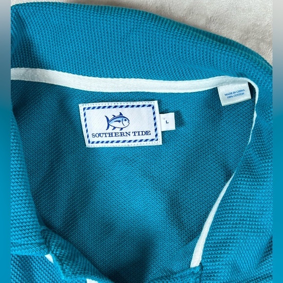 Southern Tide Size Large Heavy Knit Cotton Long Sleeve Polo Shirt Sweater C17 - Picture 4 of 9